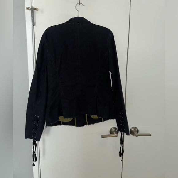 Free People Black Ella Sergeant Jacket Lace Up Sleeves - Picture 6 of 8
